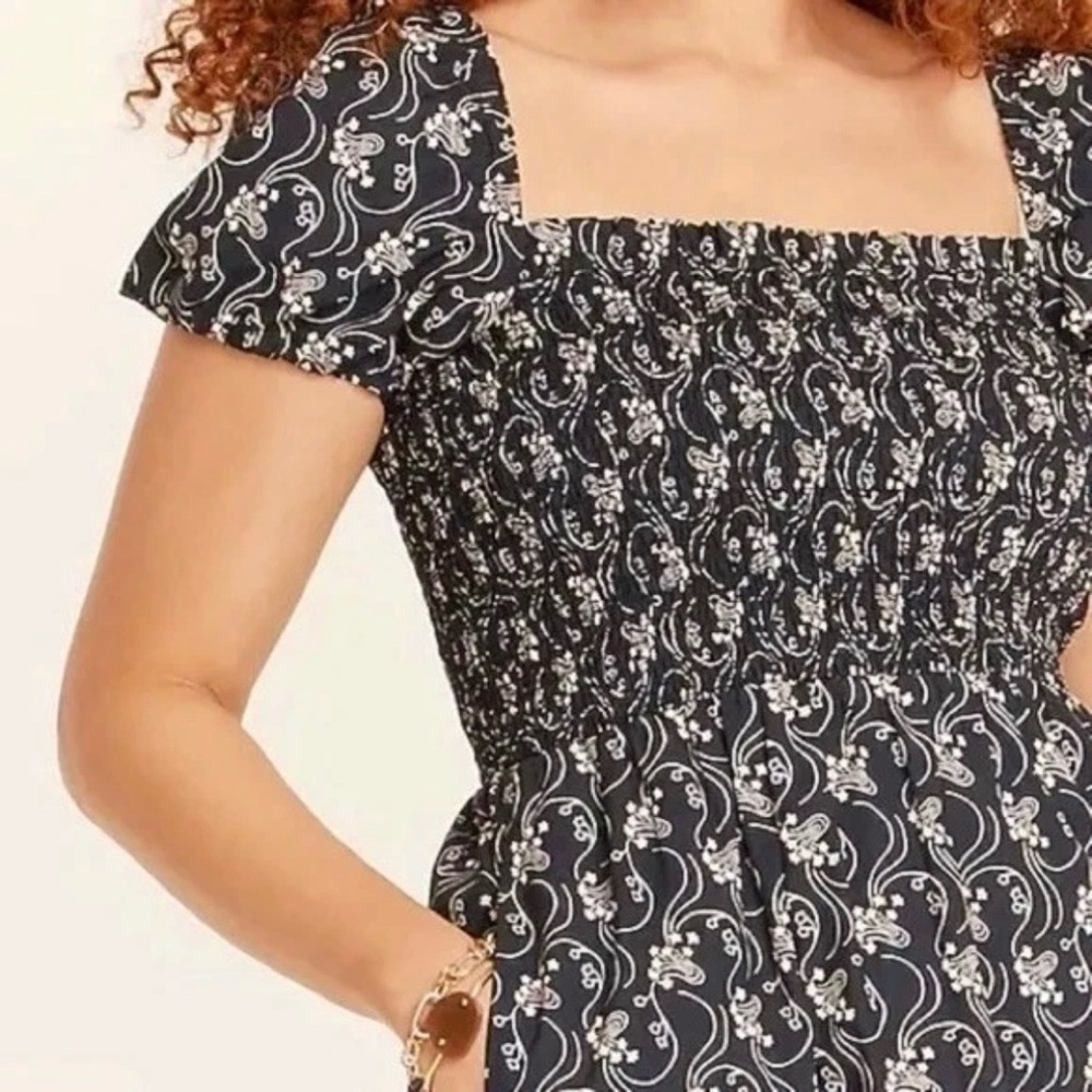 J. Crew Short-sleeve Smocked Dress in Starry Swirl Size S